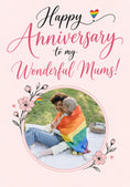 Load image into Gallery viewer, Rainbow Heart Floral Mums Photo Upload Anniversary Card
