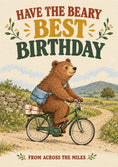 Load image into Gallery viewer, Funny Bear on Bicycle Across the Miles Birthday Card
