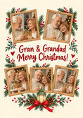 Load image into Gallery viewer, Holly Berry Wreath 5 Photo Upload Christmas Card for Grandparents
