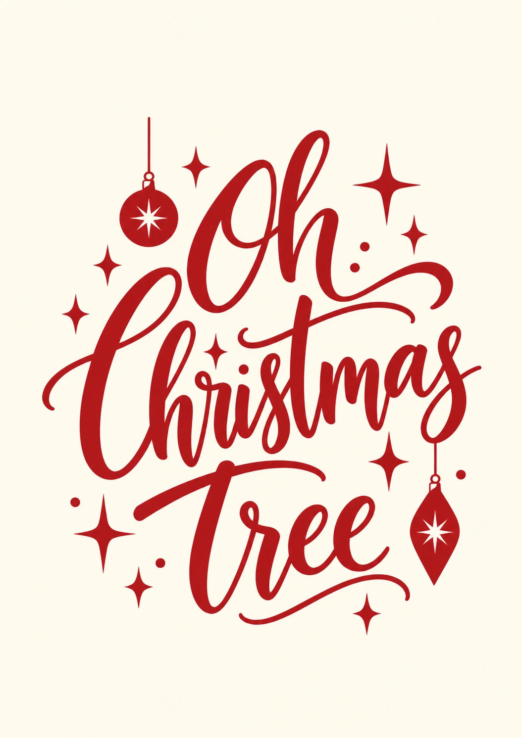 Oh Christmas Tree Script Illustration Christmas Card for Auntie