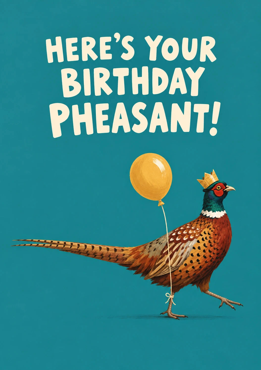 Funny Birthday Pheasant with Gold Balloon Birthday Card
