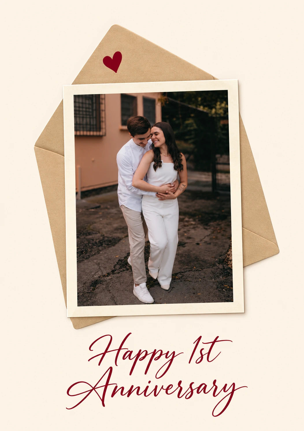 Romantic Couple Full Photo Upload 1st Anniversary Card for Wife