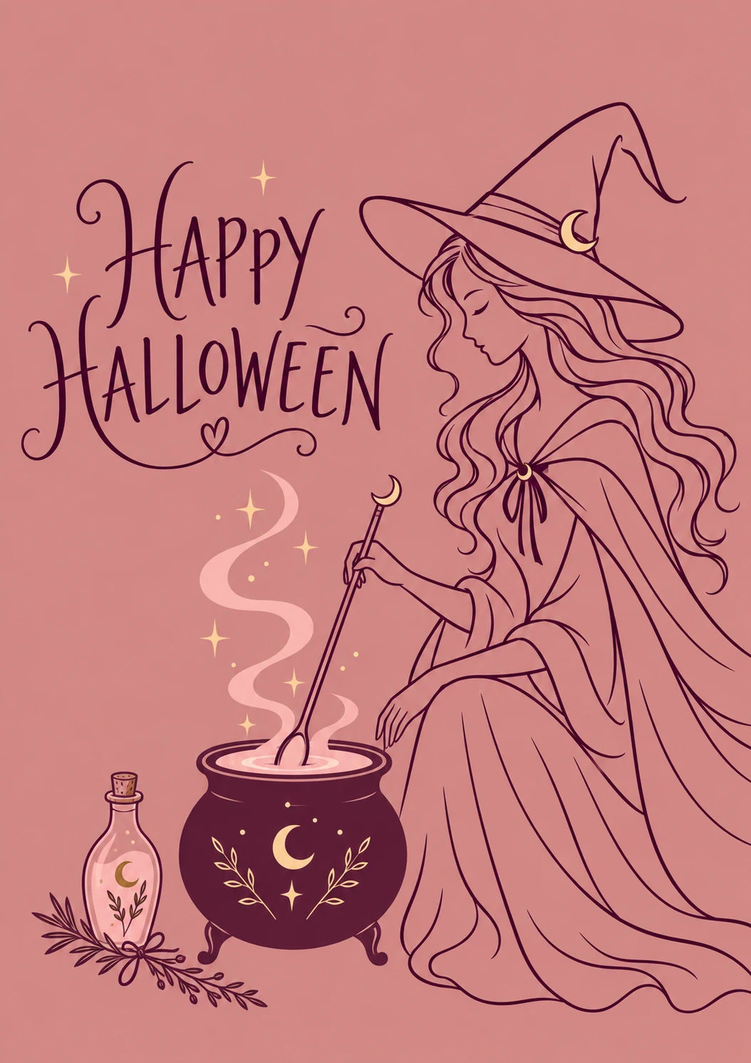 Witch Cauldron Potion Halloween Card for Her