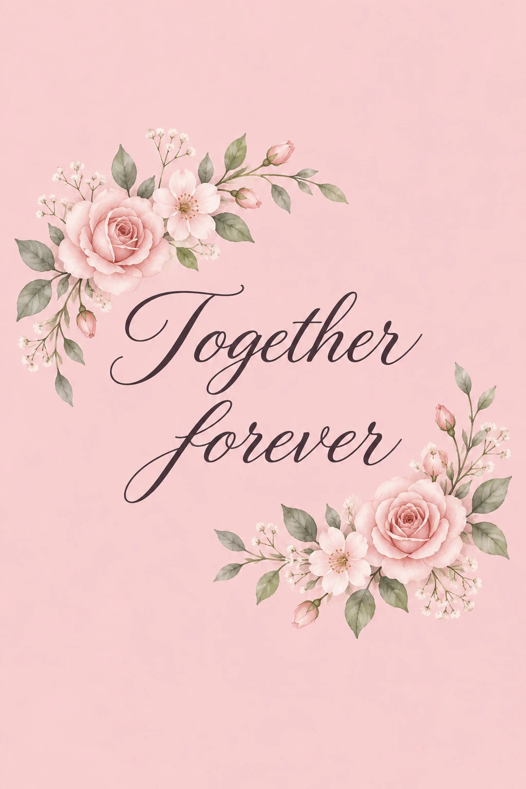 Together Forever Pink Floral Wedding Card for Her