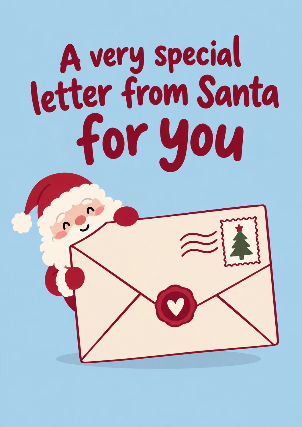 Santa Letter Envelope Illustration Christmas Card for Her