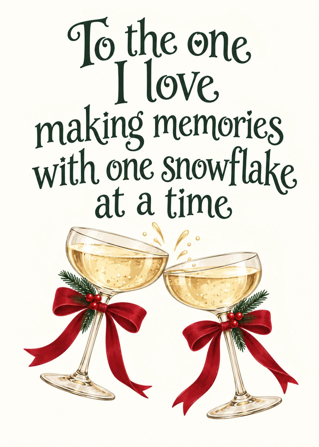 Champagne Toast One Snowflake Christmas Card for Her