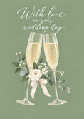 Load image into Gallery viewer, Champagne Flutes Floral Wedding Day Card
