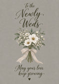Load image into Gallery viewer, White Floral Bouquet Newly Weds Wedding Card
