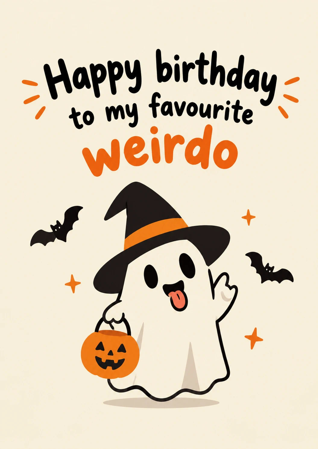 Funny Ghost Witch Weirdo Halloween Birthday Card for Him