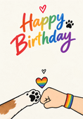 Load image into Gallery viewer, Rainbow Paw Fist Bump LGBTQ+ Pet Birthday Card
