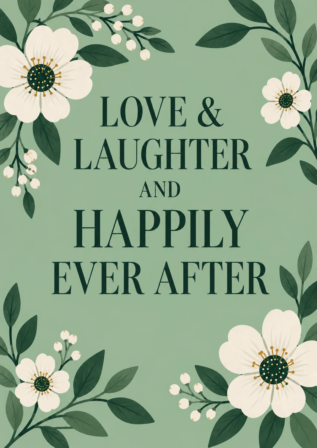 Love Laughter Happily Ever After Wedding Card