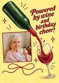 Load image into Gallery viewer, Funny Powered by Wine and Birthday Cheer Photo Upload Birthday Card for Her

