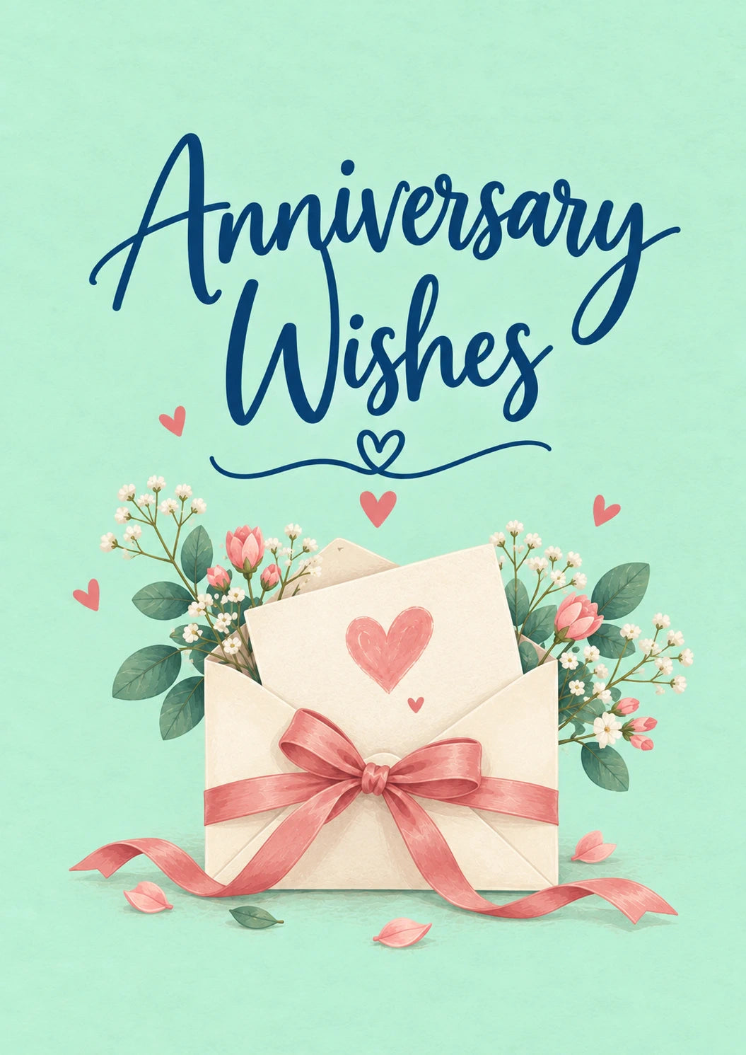 Floral Envelope Heart Anniversary Card for Brother and Partner