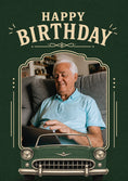 Load image into Gallery viewer, Vintage Classic Car Green Photo Upload 80th Birthday Card for Him
