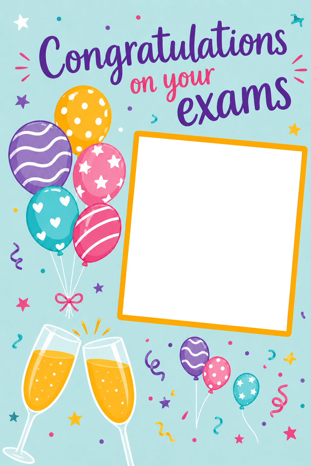 Colourful Balloons and Confetti Photo Upload Congratulations Card