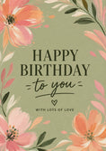 Load image into Gallery viewer, Sage Green Floral Illustrated 19th Birthday Card for Her
