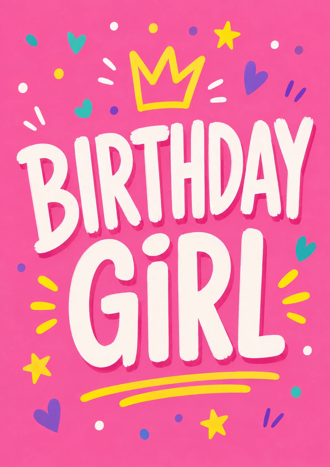 Pink Crown Birthday Girl 9th Birthday Card for Her