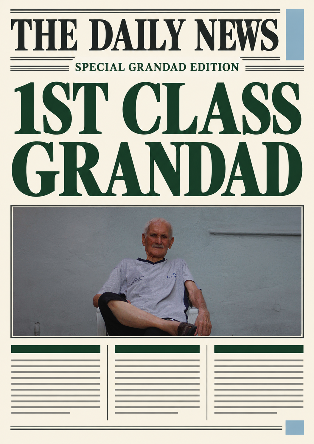 Funny 1st Class Grandad Newspaper Spoof Photo Upload Birthday Card for Him