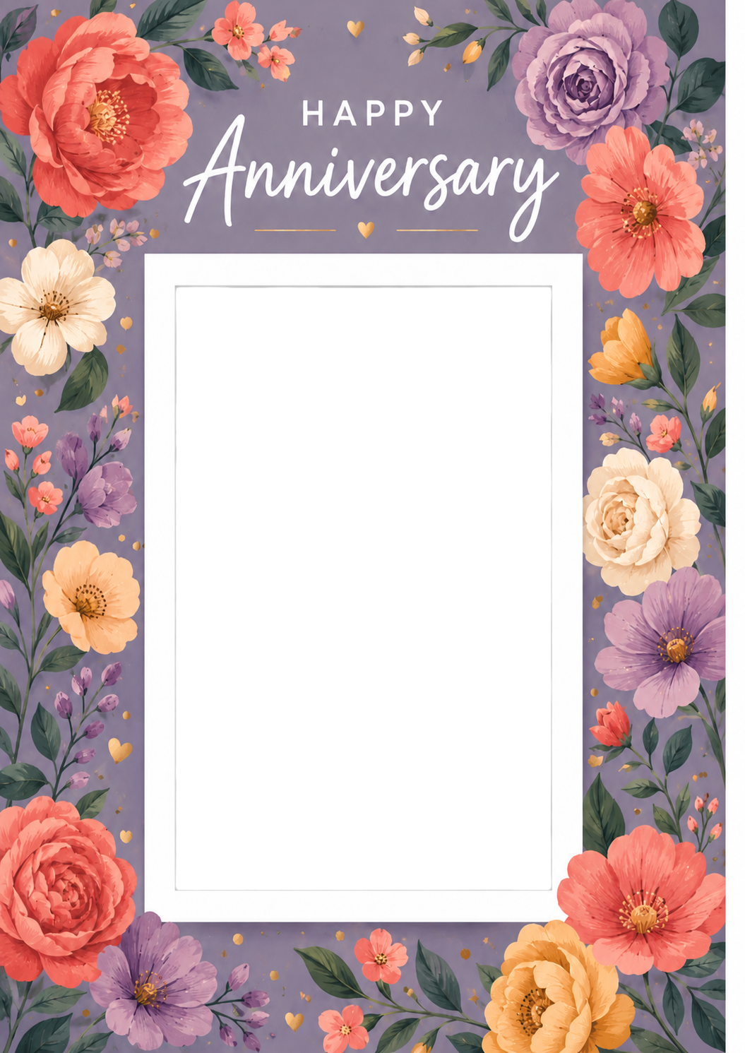 Floral Purple Twin Sisters Photo Upload Anniversary Card for Her