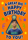 Load image into Gallery viewer, Great Big Happy Birthday Party Hat Photo Upload Birthday Card

