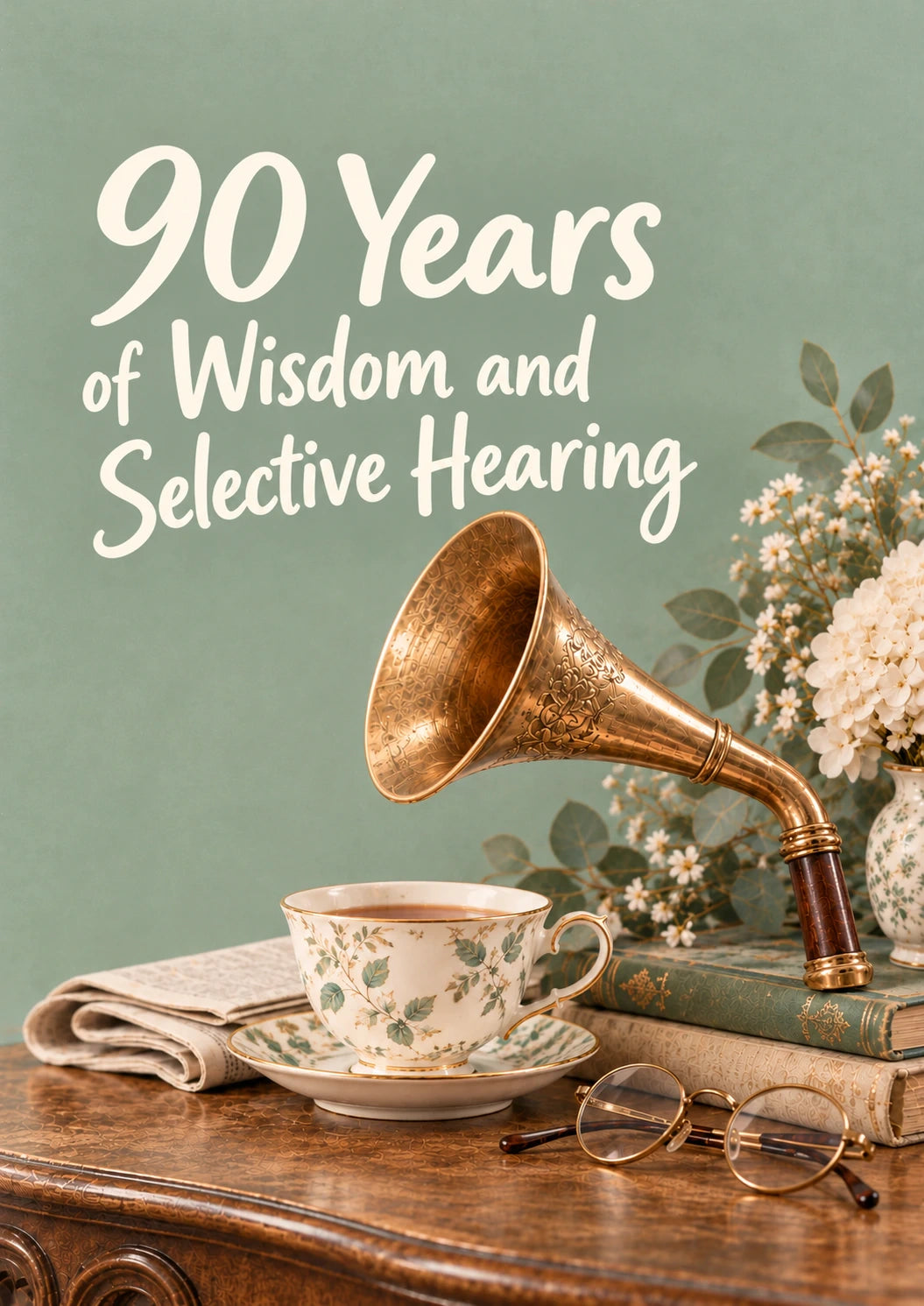 Funny Selective Hearing Gramophone 90th Birthday Card