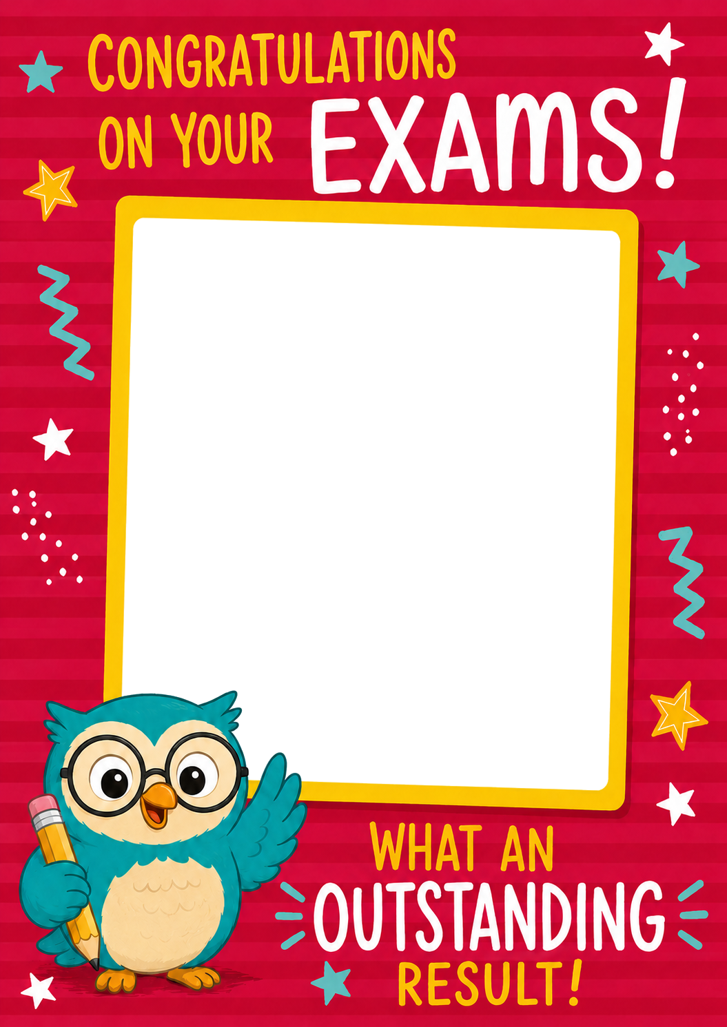 Cute Owl Outstanding Exams Photo Upload Congratulations Card