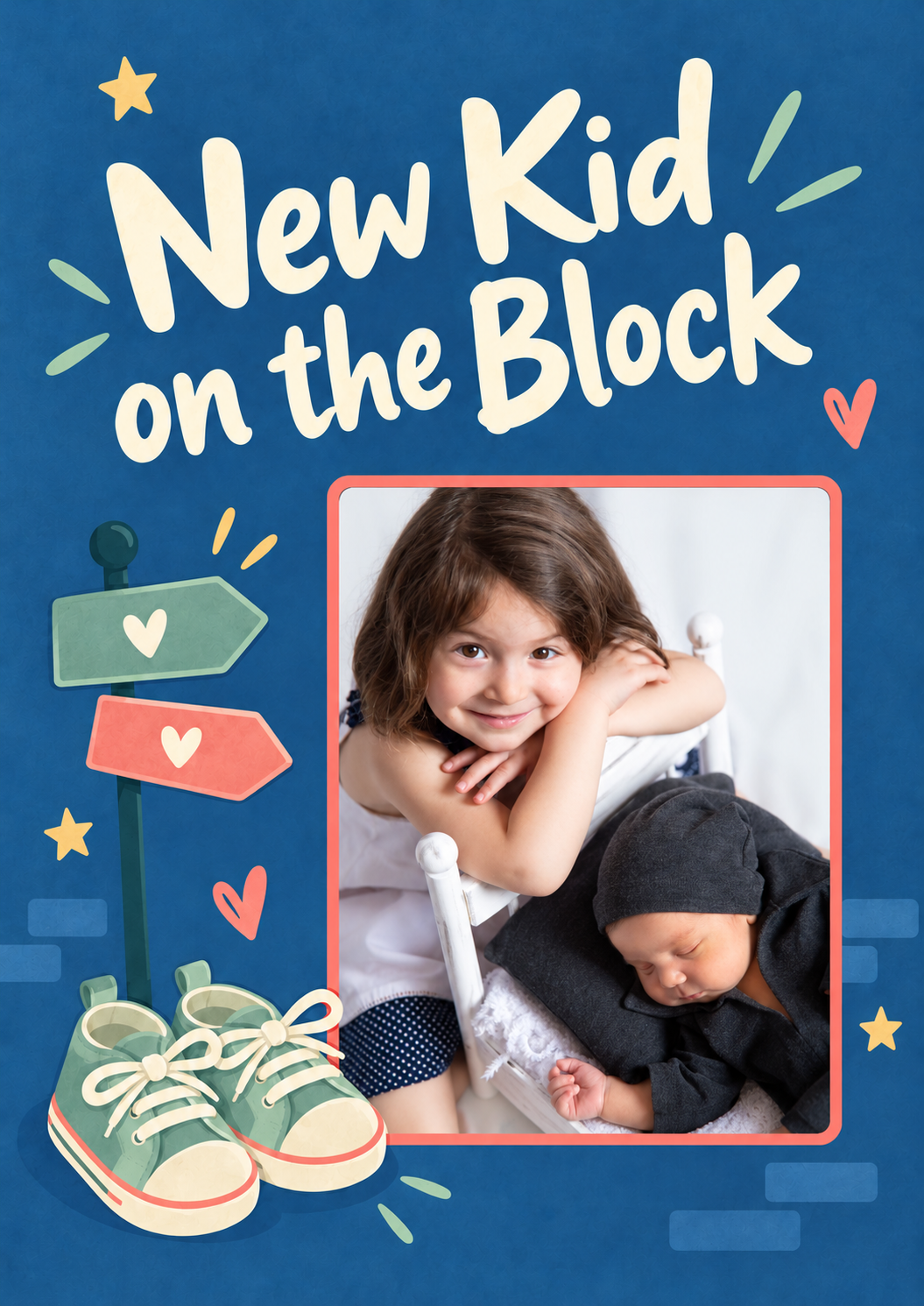 New Kid on the Block Photo Upload New Baby Card for Sister