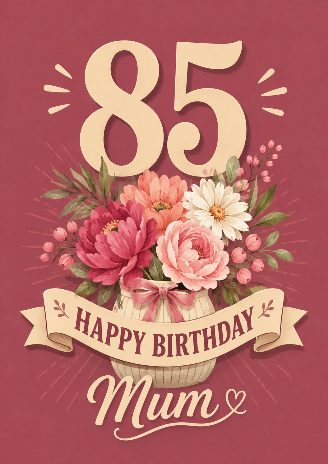 Floral Basket 85th Birthday Card for Her