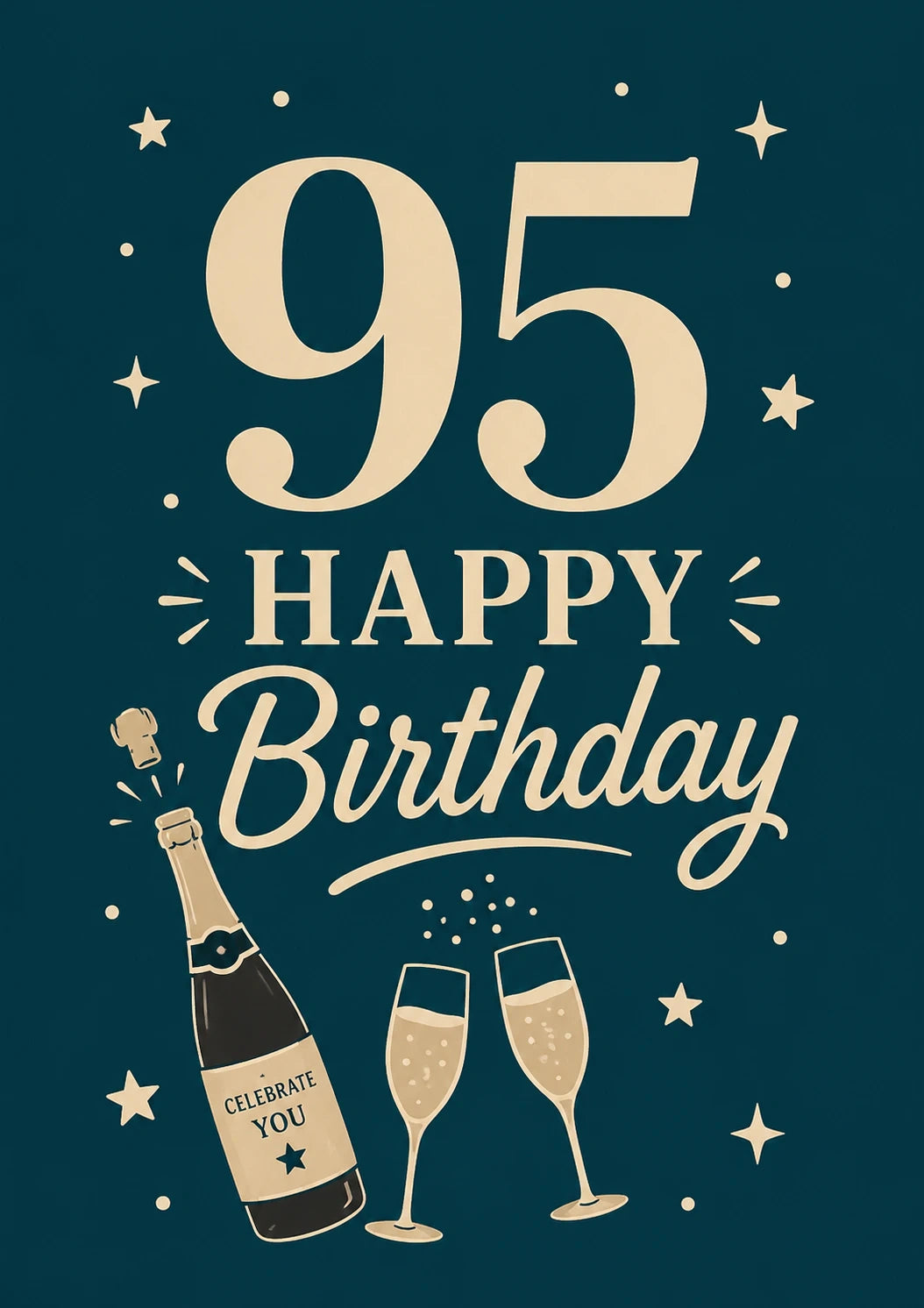 Gold Champagne Celebration 95th Birthday Card