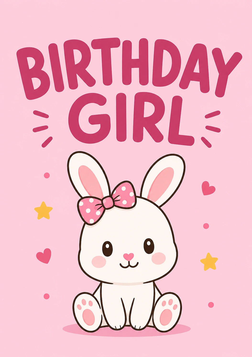 Cute White Bunny with Bow 2nd Birthday Card for Her