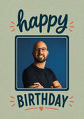 Load image into Gallery viewer, Happy Birthday Navy Script Photo Upload Birthday Card for Him
