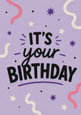Load image into Gallery viewer, Purple Confetti Stars It's Your Birthday Card
