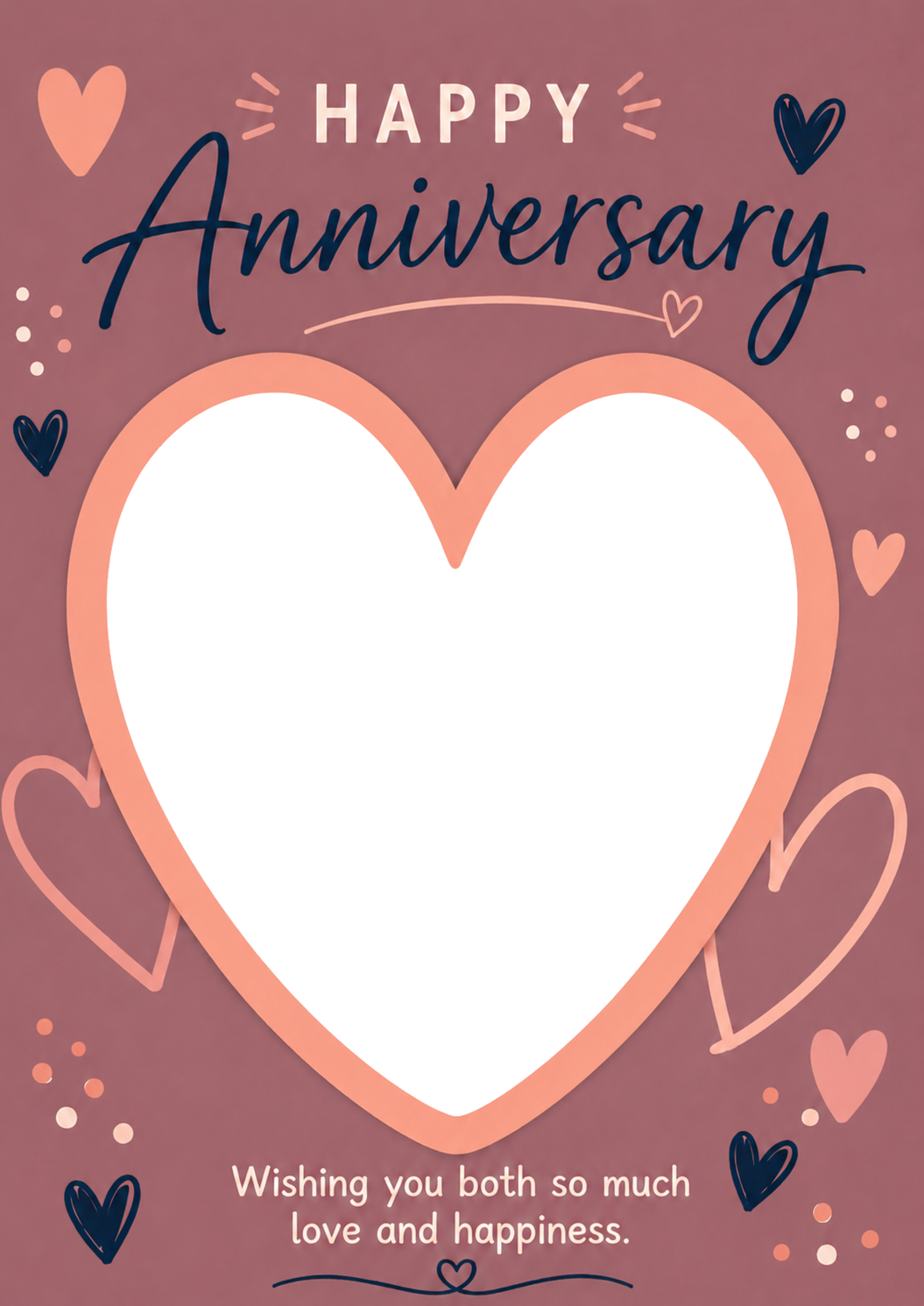 Pink Hearts Photo Upload Anniversary Card for Her