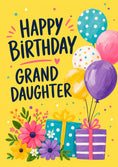 Load image into Gallery viewer, Colourful Balloons and Flowers Granddaughter Birthday Card
