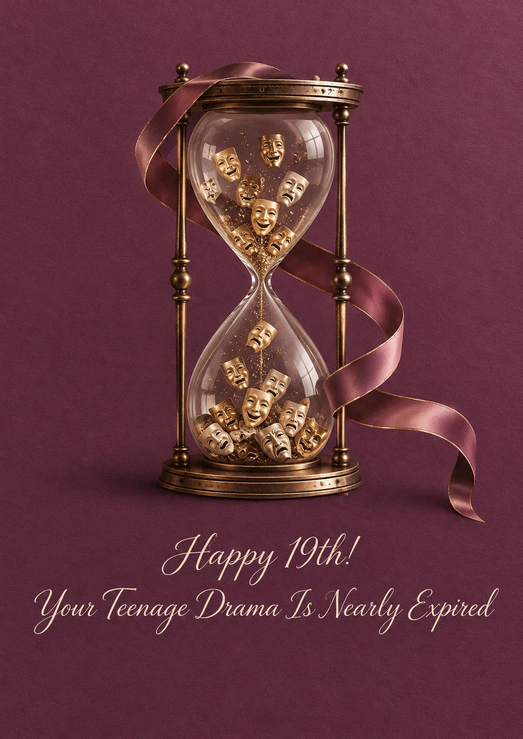 Funny Dramatic Theatre Masks 19th Birthday Card
