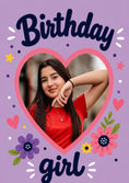 Load image into Gallery viewer, Birthday Girl Heart Floral Photo Upload Birthday Card for Her
