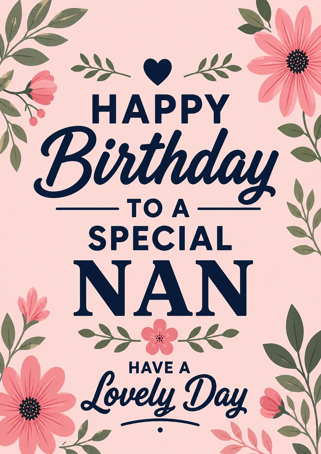 Pink Floral Special Nan 95th Birthday Card for Her