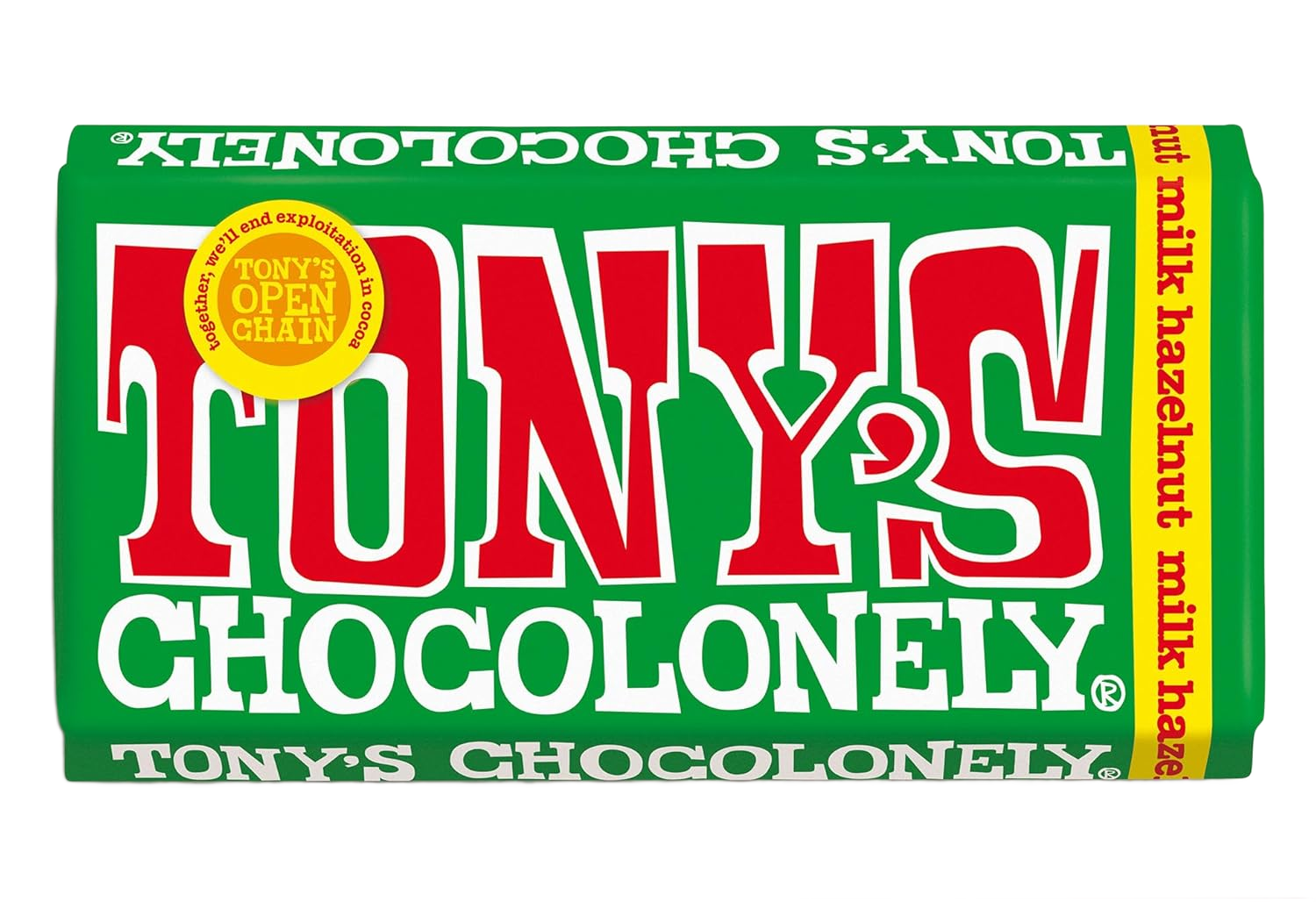 Tony's Chocolonely Milk Hazelnut Chocolate Bar - 180g (Vegetarian)