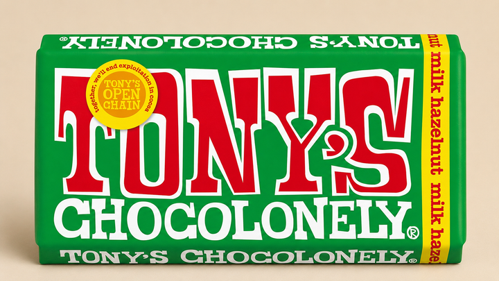 Tony's Chocolonely Milk Hazelnut Chocolate Bar - 180g (Vegetarian)
