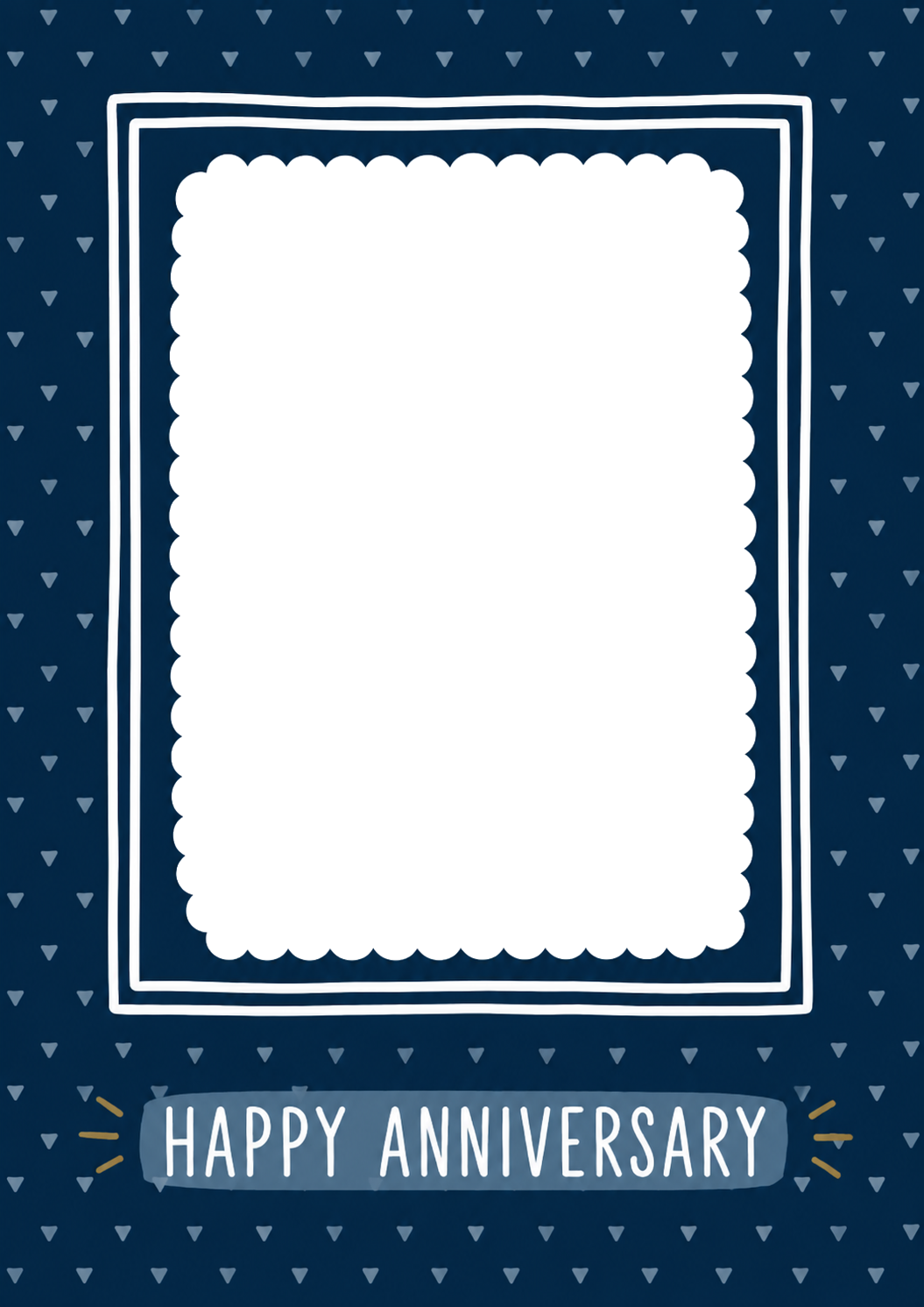 Navy Triangle Pattern Photo Upload Anniversary Card