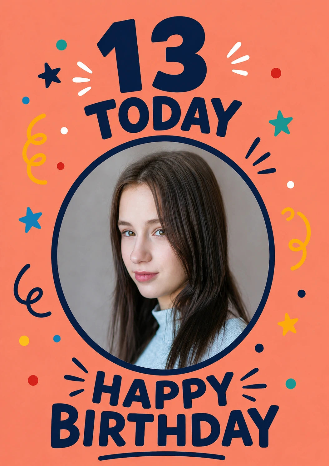 13 Today Colourful Confetti Photo Upload 13th Birthday Card