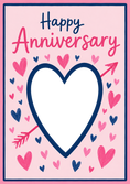 Load image into Gallery viewer, Pink Hearts and Arrow Photo Upload Anniversary Card
