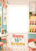 Load image into Gallery viewer, Boba Tea Shop Photo Upload 16th Birthday Card for Her

