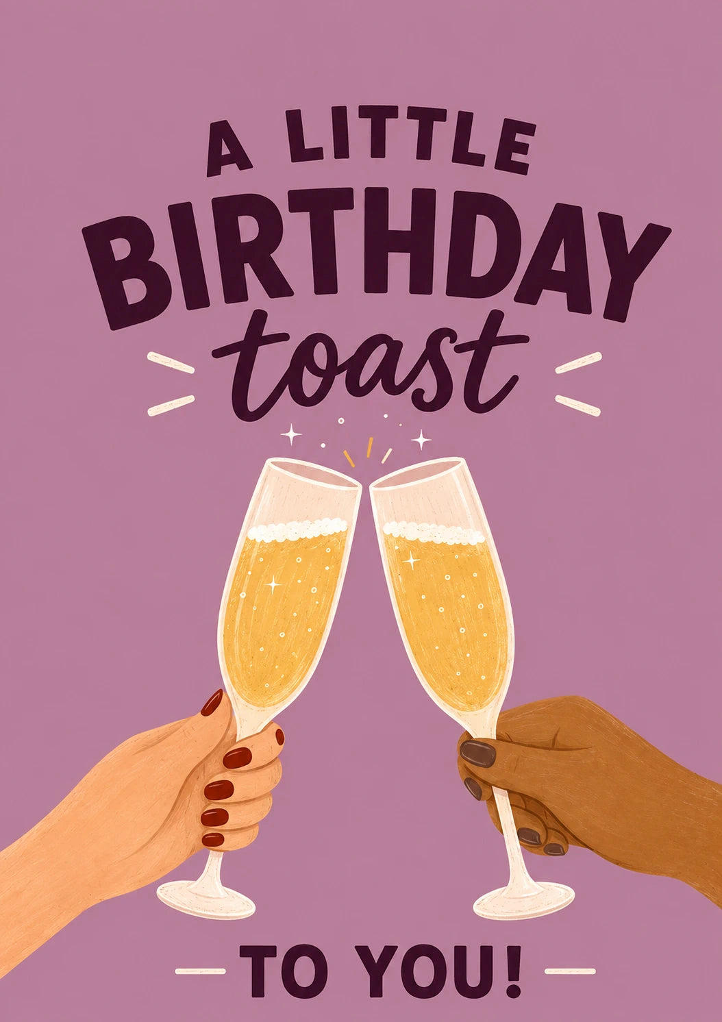 Champagne Toast Clinking Glasses Birthday Card for Her