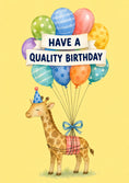Load image into Gallery viewer, Giraffe with Balloons Quality Birthday Card

