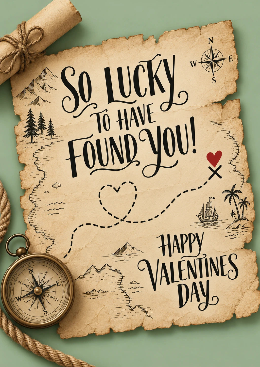 Treasure Map Lucky To Have Found You Valentine's Day Card for Partner