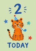 Load image into Gallery viewer, Cute Tiger Party Hat 2nd Birthday Card for Him
