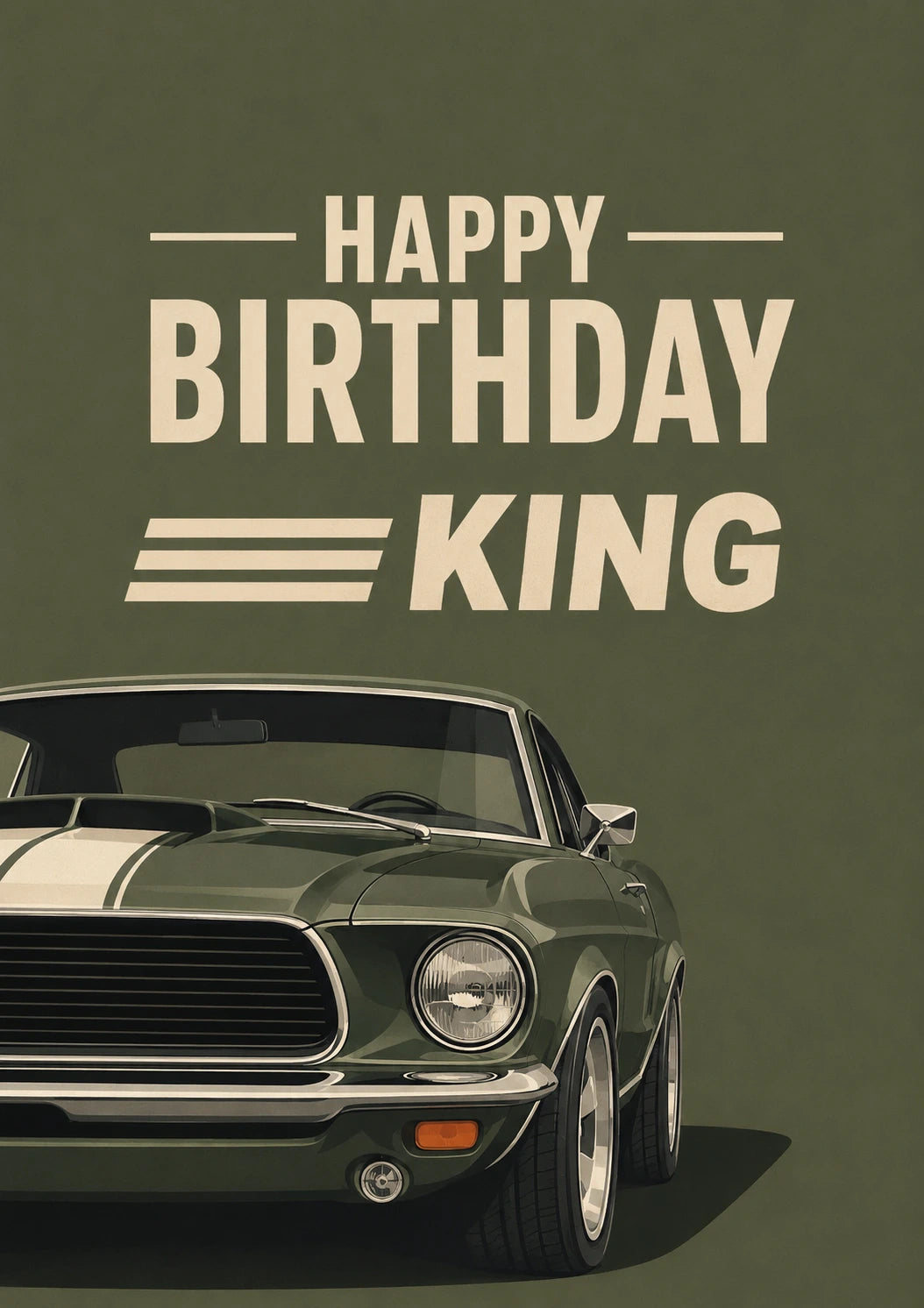 Classic Muscle Car Happy Birthday King Card for Him