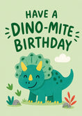 Load image into Gallery viewer, Funny Dino-Mite Triceratops 2nd Birthday Card
