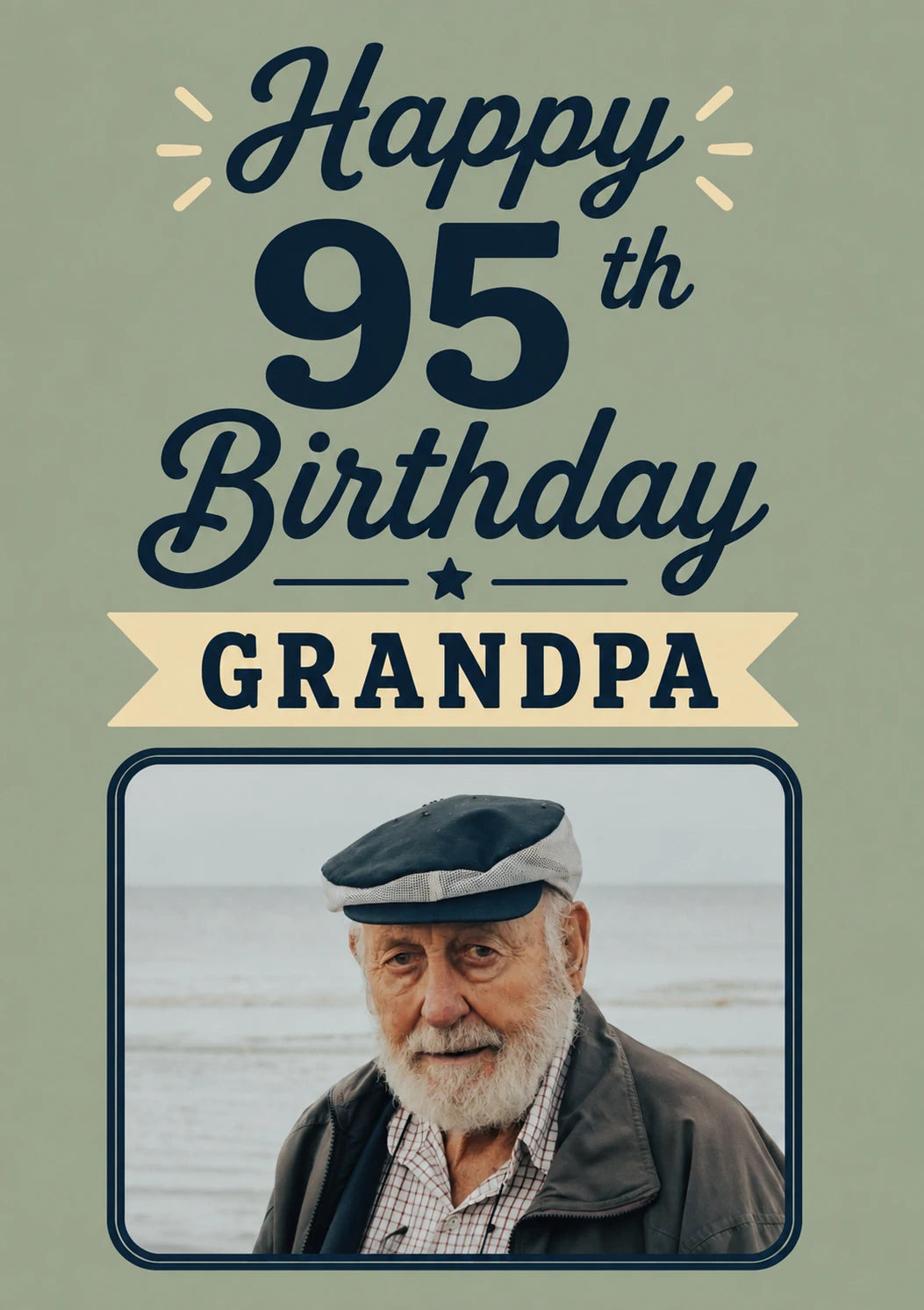 Retro Banner 95th Birthday Photo Upload Card for Him